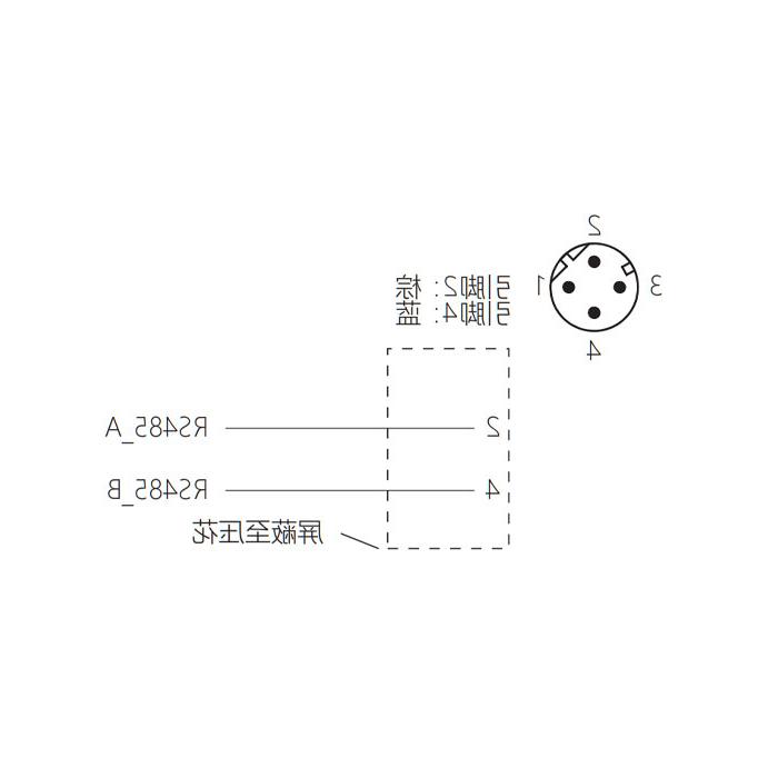 M12 4-PIN D-coded, male straight, single-end precast PUR soft性电缆、黑色护套、64SD35-XXX